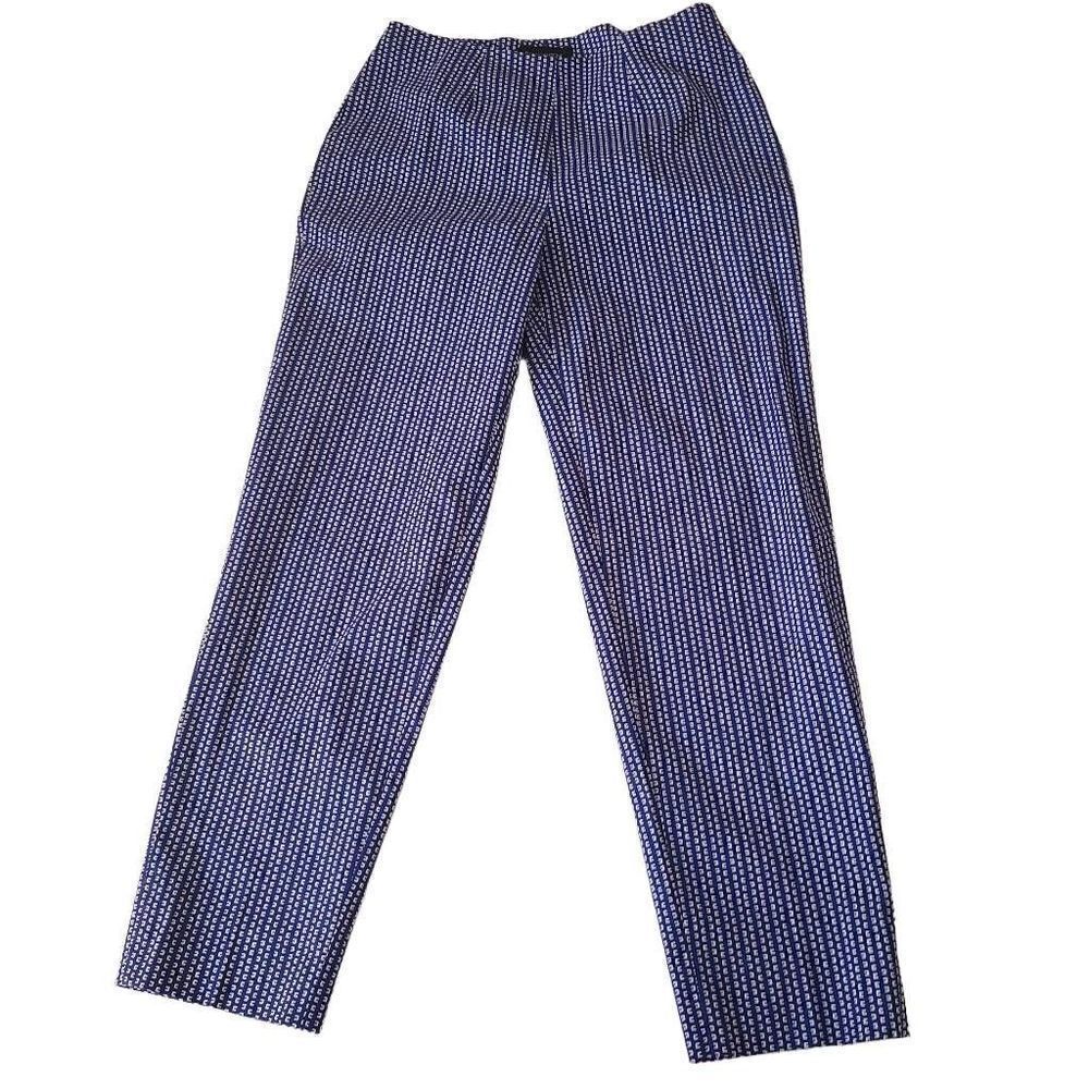 Piazza Sempione Womens Audrey Ankle Trouser Pants Geometric Blue EU 42 Medium